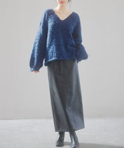 深めVネックドロップショルダーニットプルオーバーsdp8042 ネイビー