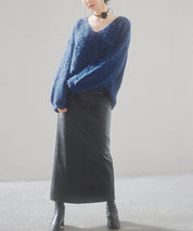 深めVネックドロップショルダーニットプルオーバーsdp8042 ネイビー