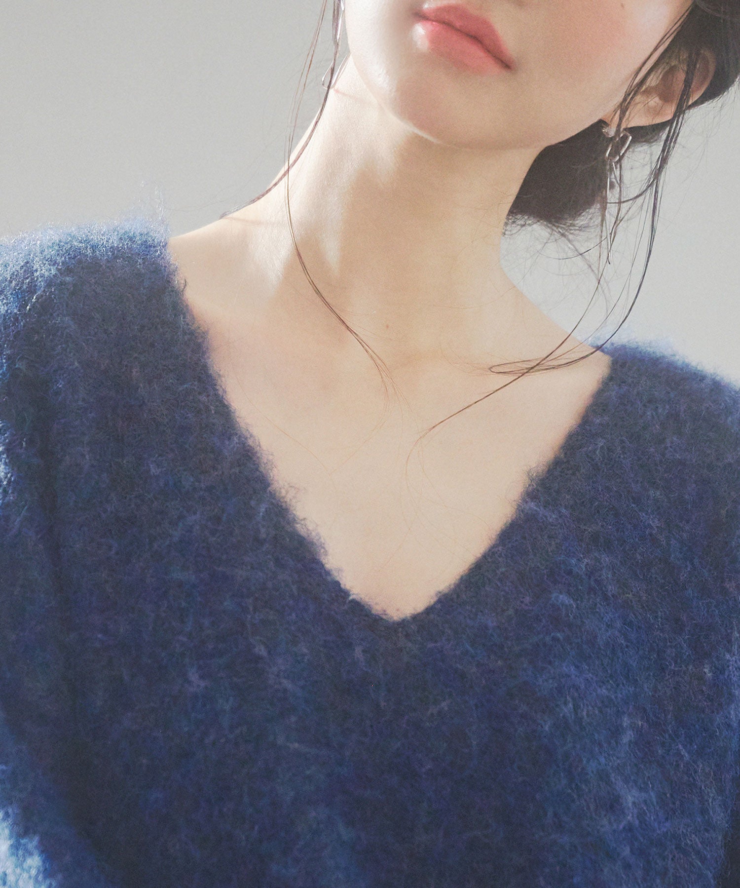 深めVネックドロップショルダーニットプルオーバーsdp8042 ネイビー