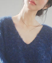 深めVネックドロップショルダーニットプルオーバーsdp8042 ネイビー