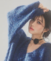 深めVネックドロップショルダーニットプルオーバーsdp8042 ネイビー