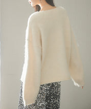 深めVネックドロップショルダーニットプルオーバーsdp8042 アイボリー