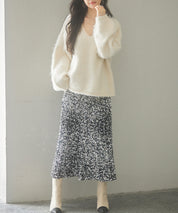 深めVネックドロップショルダーニットプルオーバーsdp8042 アイボリー