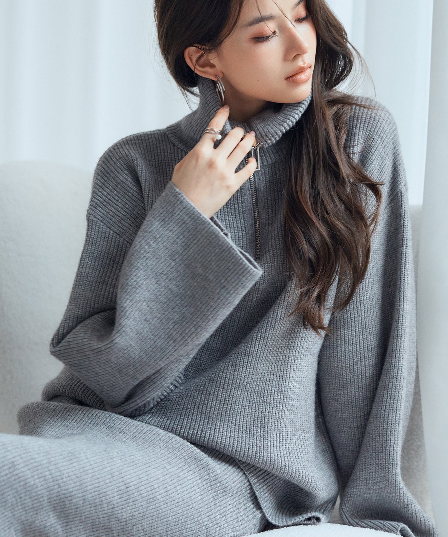 着回し拔群ニットセットアップsdp8043 グレー