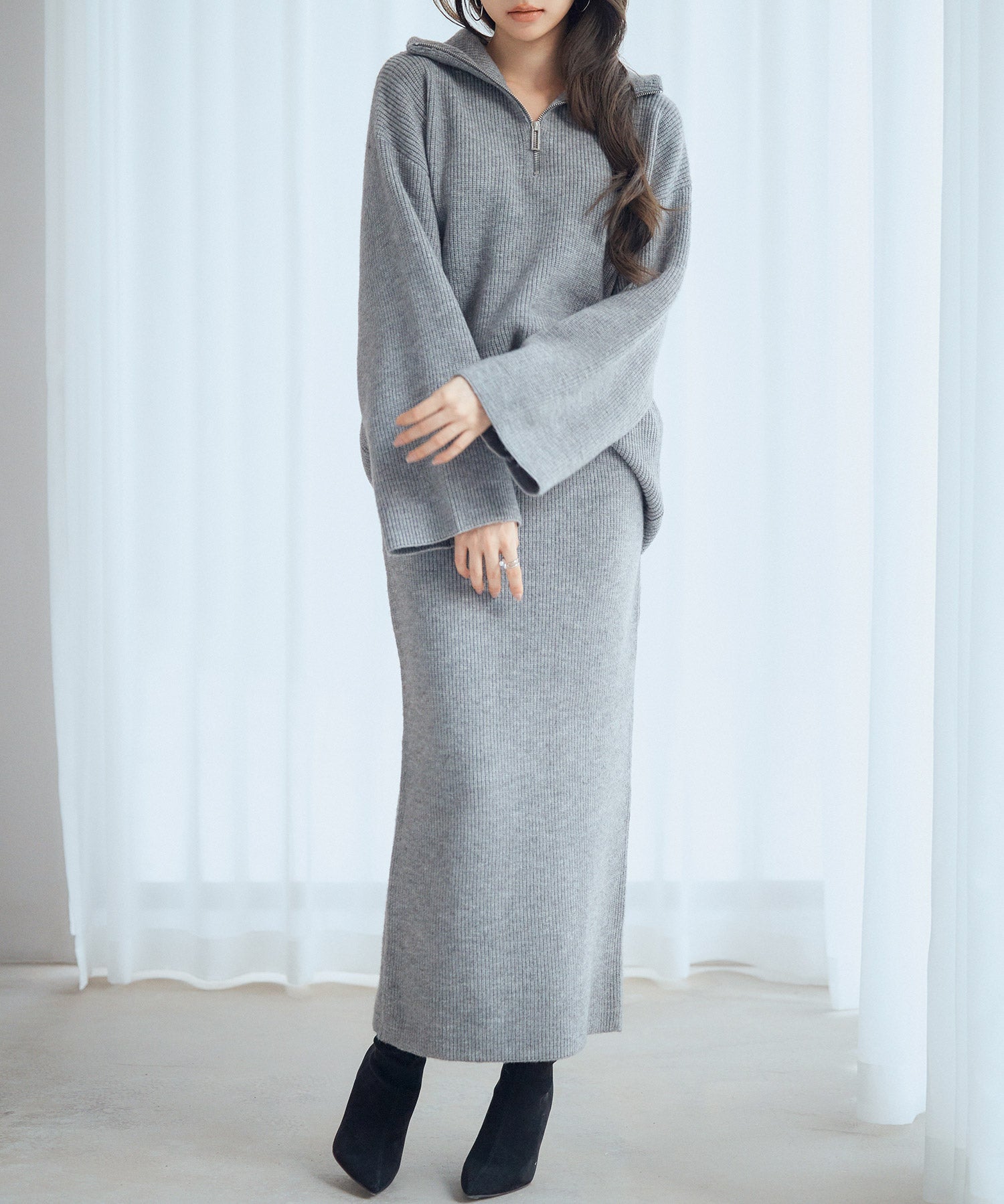 着回し拔群ニットセットアップsdp8043 グレー