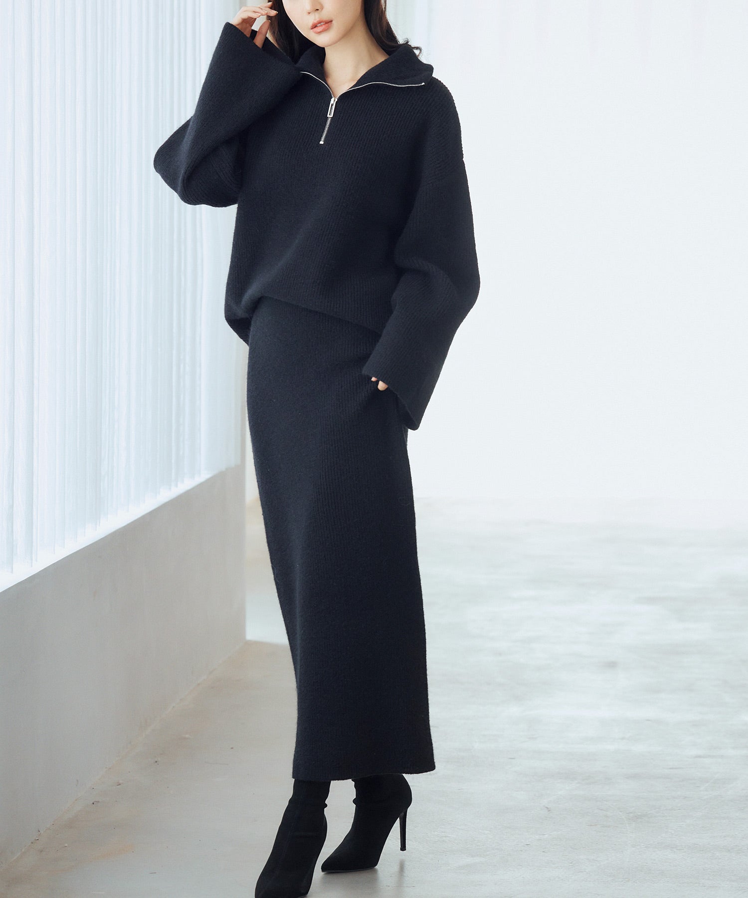 着回し拔群ニットセットアップsdp8043 ブラック