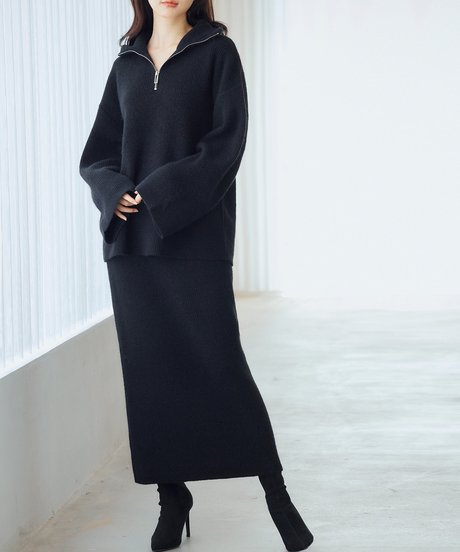 着回し拔群ニットセットアップsdp8043 ブラック