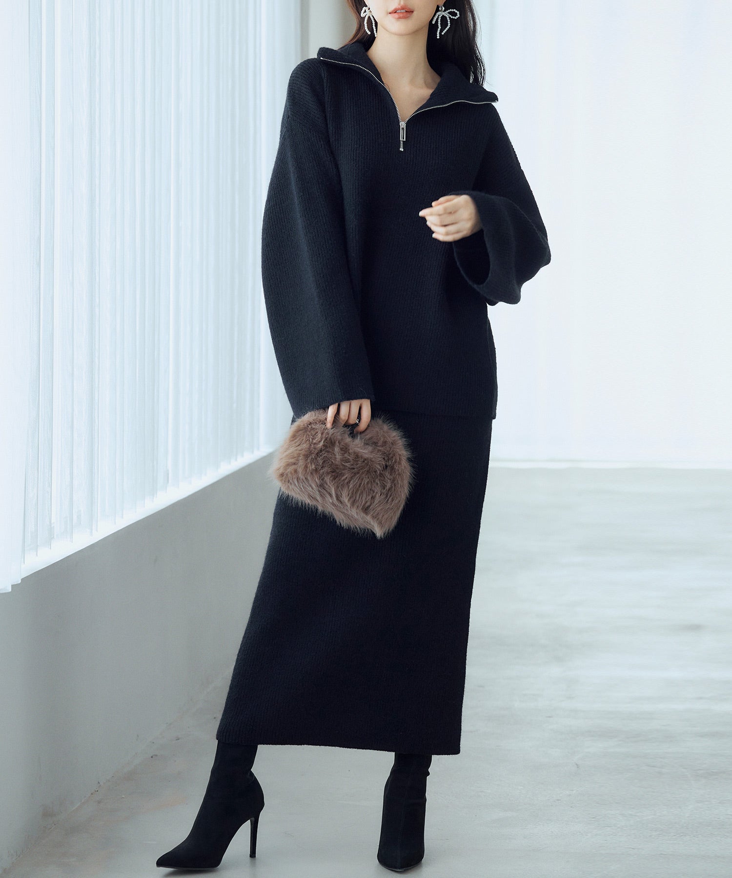 着回し拔群ニットセットアップsdp8043 ブラック