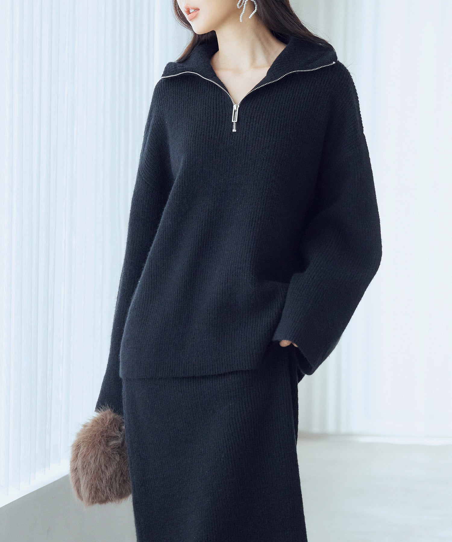 着回し拔群ニットセットアップsdp8043 ブラック