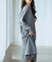 ラグランスリーブニットワンピースsdp8044 チャコール