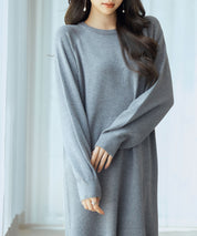 ラグランスリーブニットワンピースsdp8044 チャコール