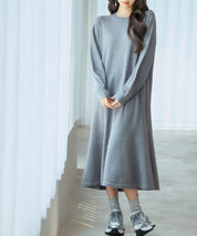 ラグランスリーブニットワンピースsdp8044 チャコール