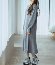 ラグランスリーブニットワンピースsdp8044 チャコール