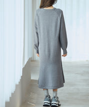 ラグランスリーブニットワンピースsdp8044 チャコール