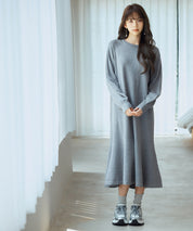 ラグランスリーブニットワンピースsdp8044 チャコール