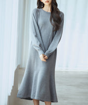 ラグランスリーブニットワンピースsdp8044 チャコール