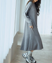 ラグランスリーブニットワンピースsdp8044 チャコール