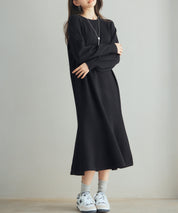 ラグランスリーブニットワンピースsdp8044 ブラック
