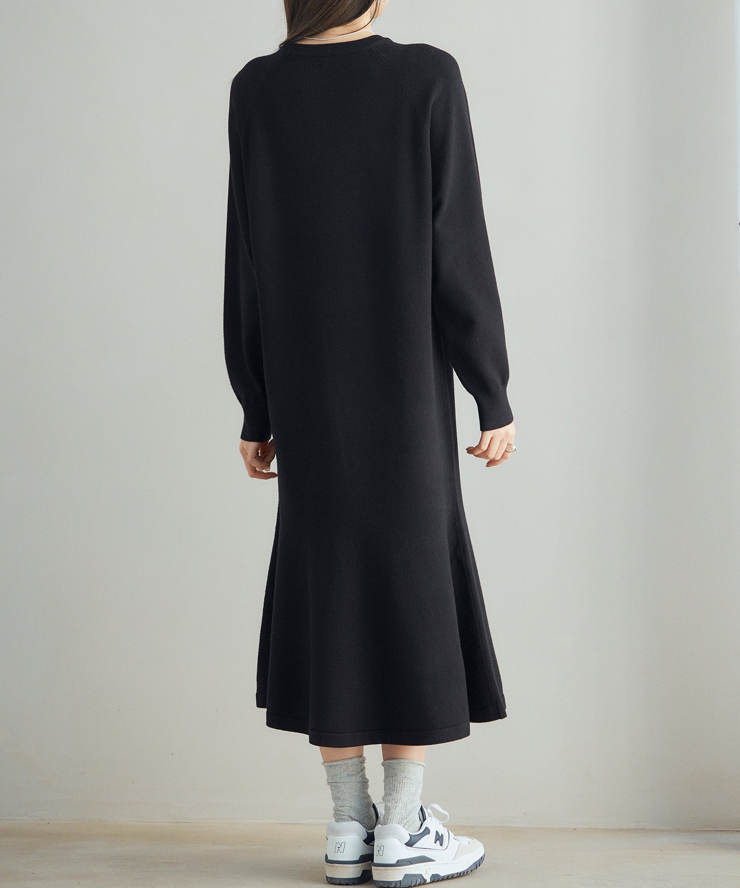 ラグランスリーブニットワンピースsdp8044 ブラック