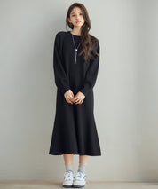 ラグランスリーブニットワンピースsdp8044 ブラック