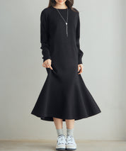 ラグランスリーブニットワンピースsdp8044 ブラック