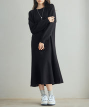 ラグランスリーブニットワンピースsdp8044 ブラック