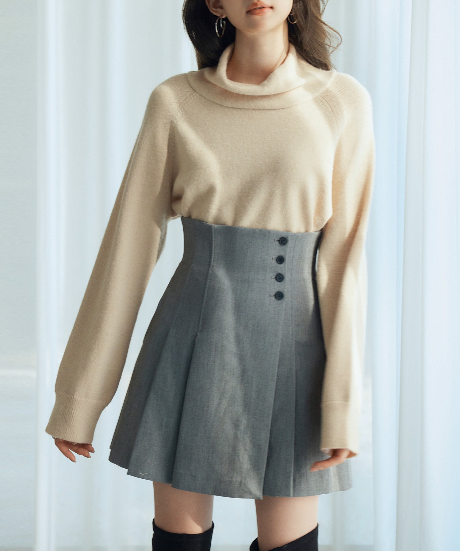 タートルネックニットプルオーバーsdp8045 ベージュ