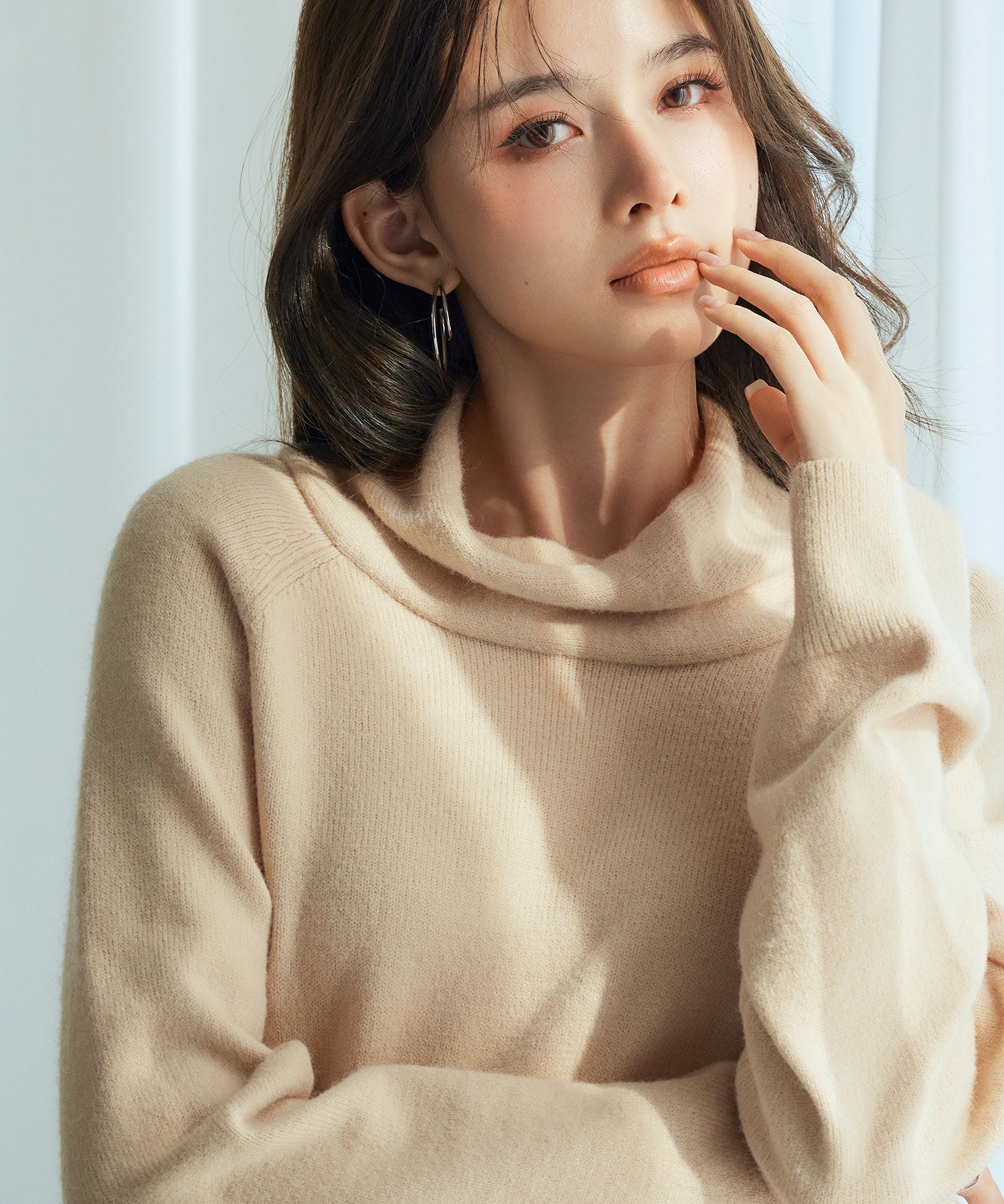 タートルネックニットプルオーバーsdp8045 ベージュ