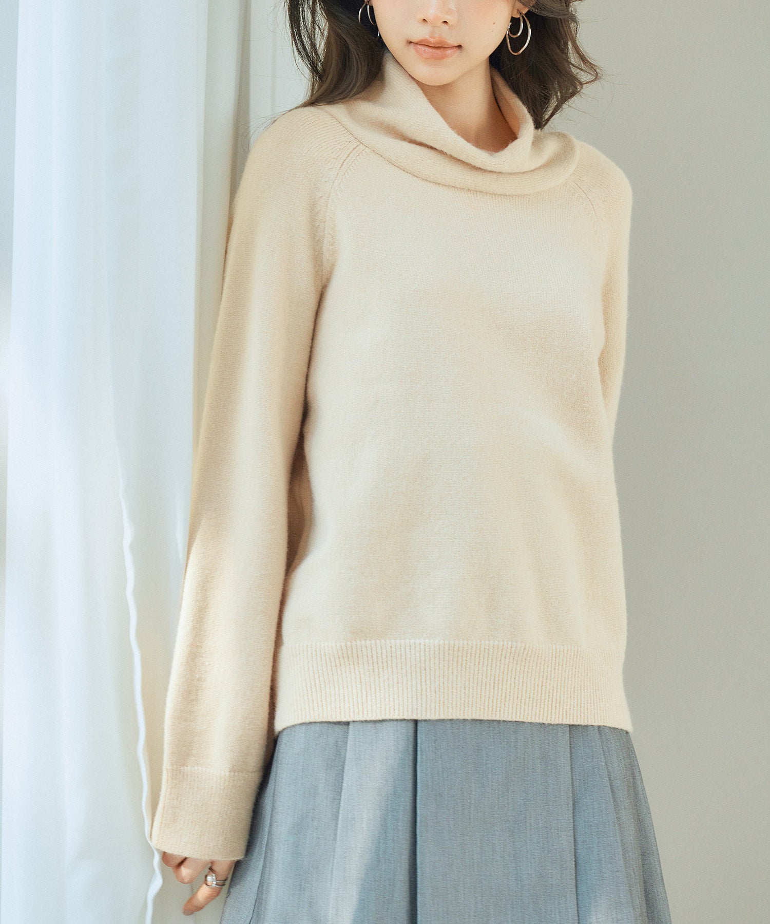 タートルネックニットプルオーバーsdp8045 ベージュ