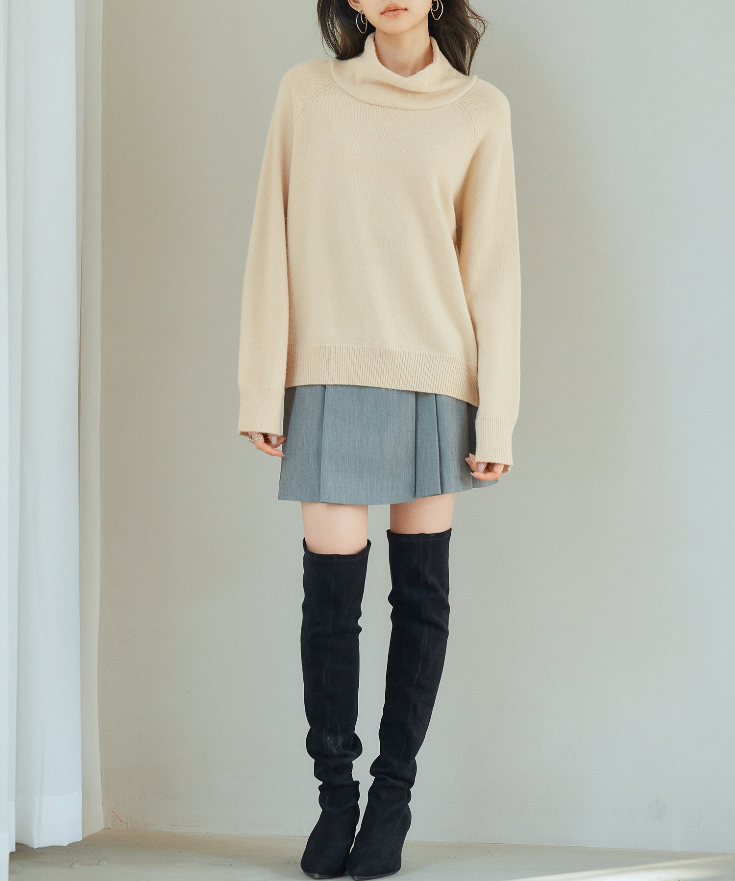 タートルネックニットプルオーバーsdp8045 ベージュ