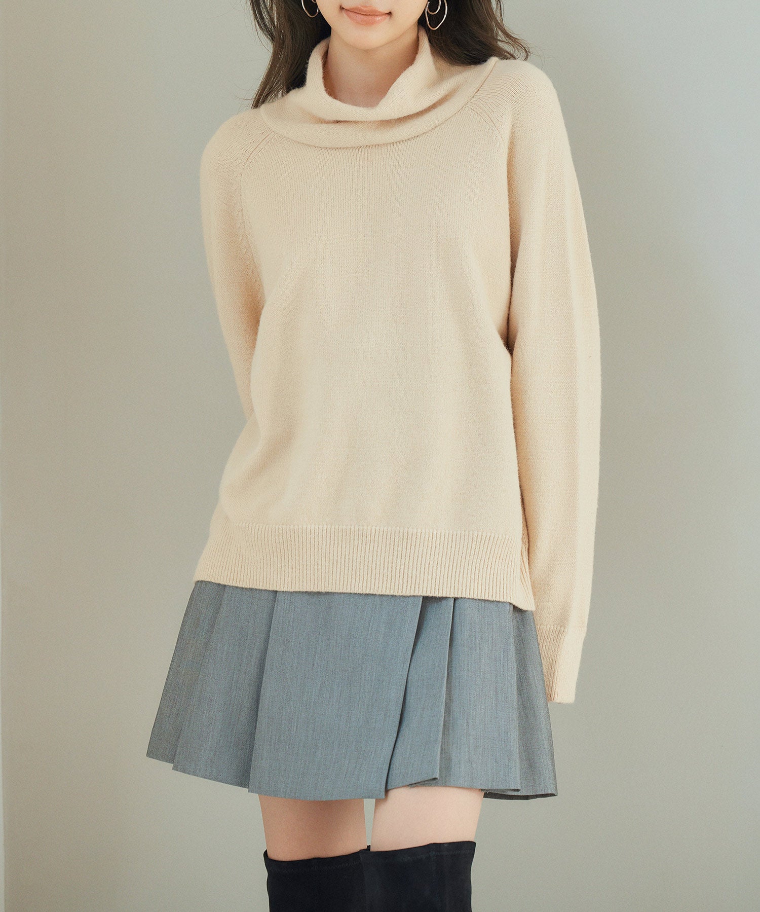 タートルネックニットプルオーバーsdp8045 ベージュ