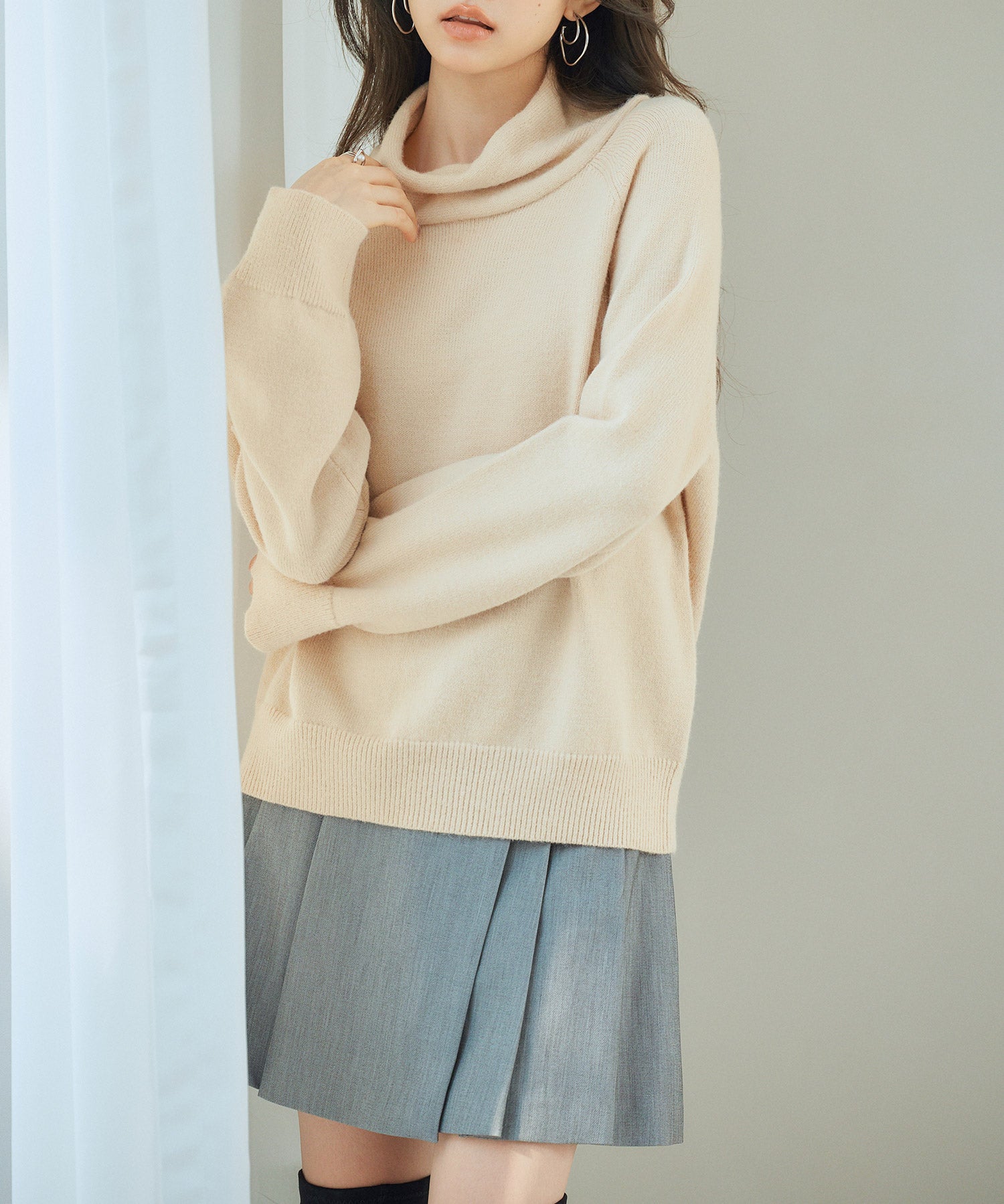 タートルネックニットプルオーバーsdp8045 ベージュ