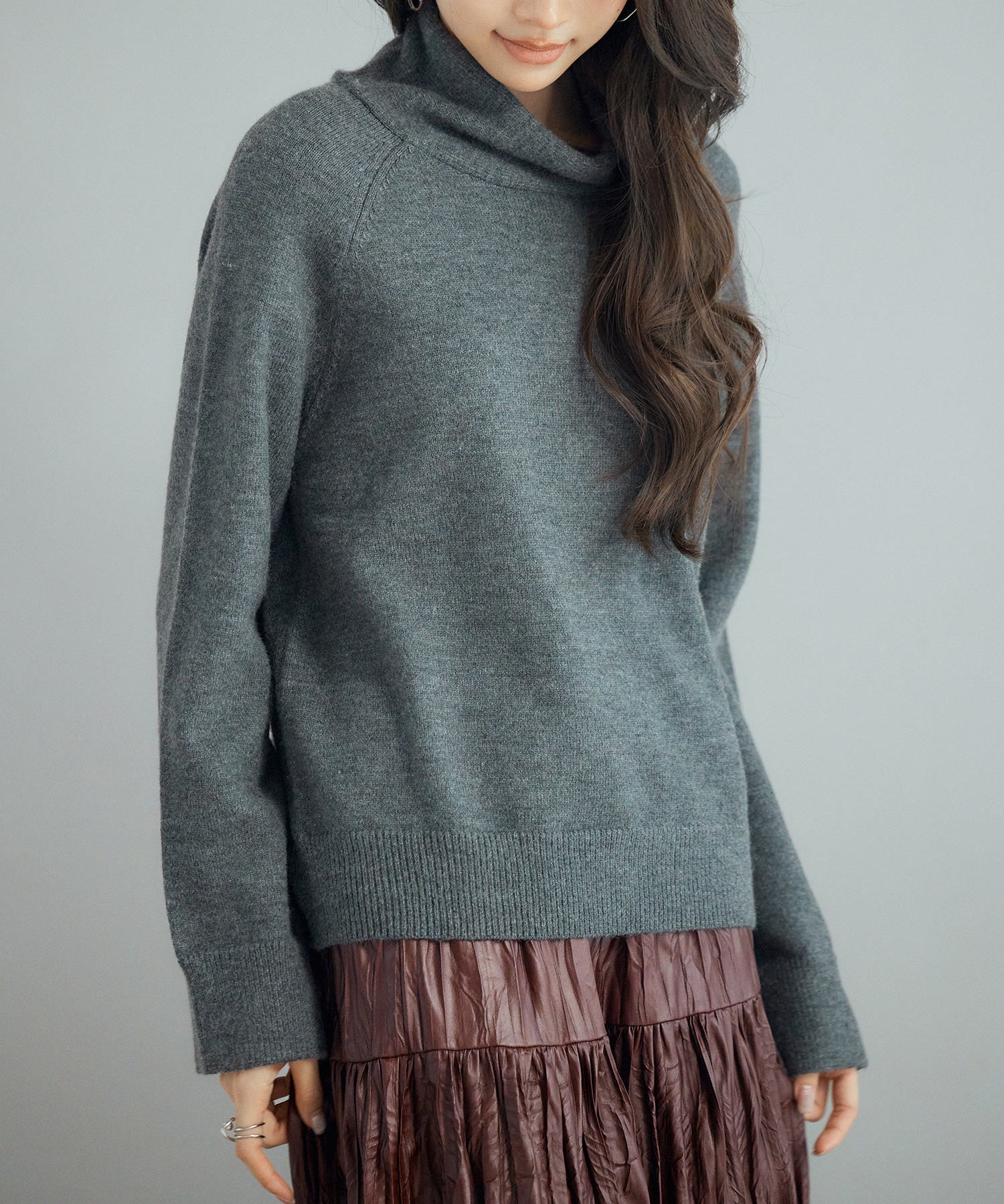 タートルネックニットプルオーバーsdp8045 チャコール