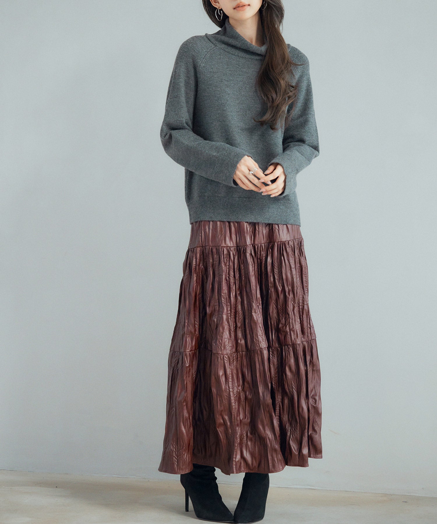 タートルネックニットプルオーバーsdp8045 チャコール