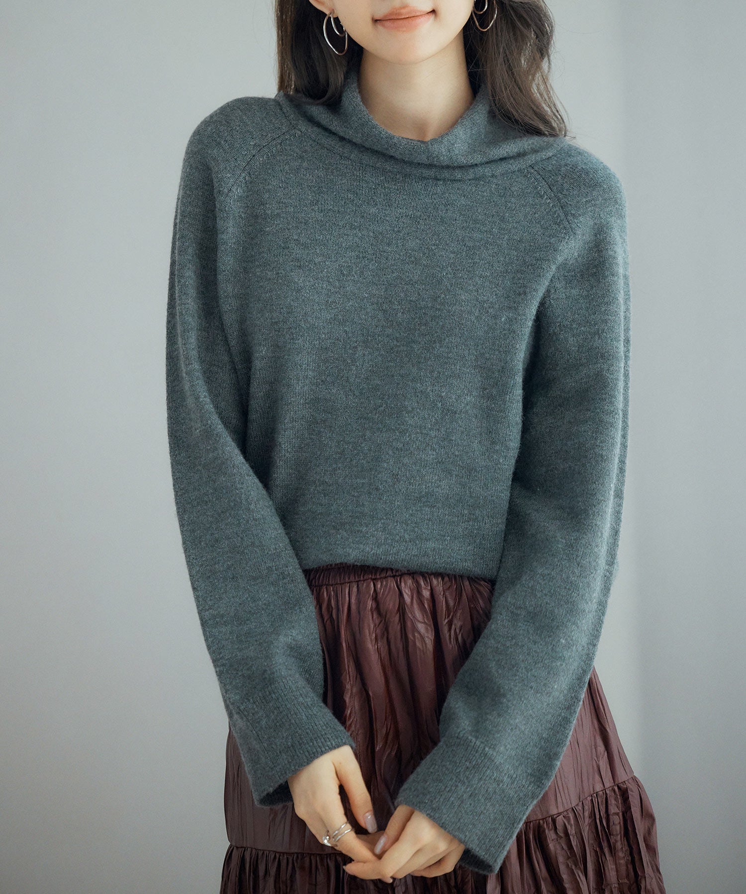 タートルネックニットプルオーバーsdp8045 チャコール