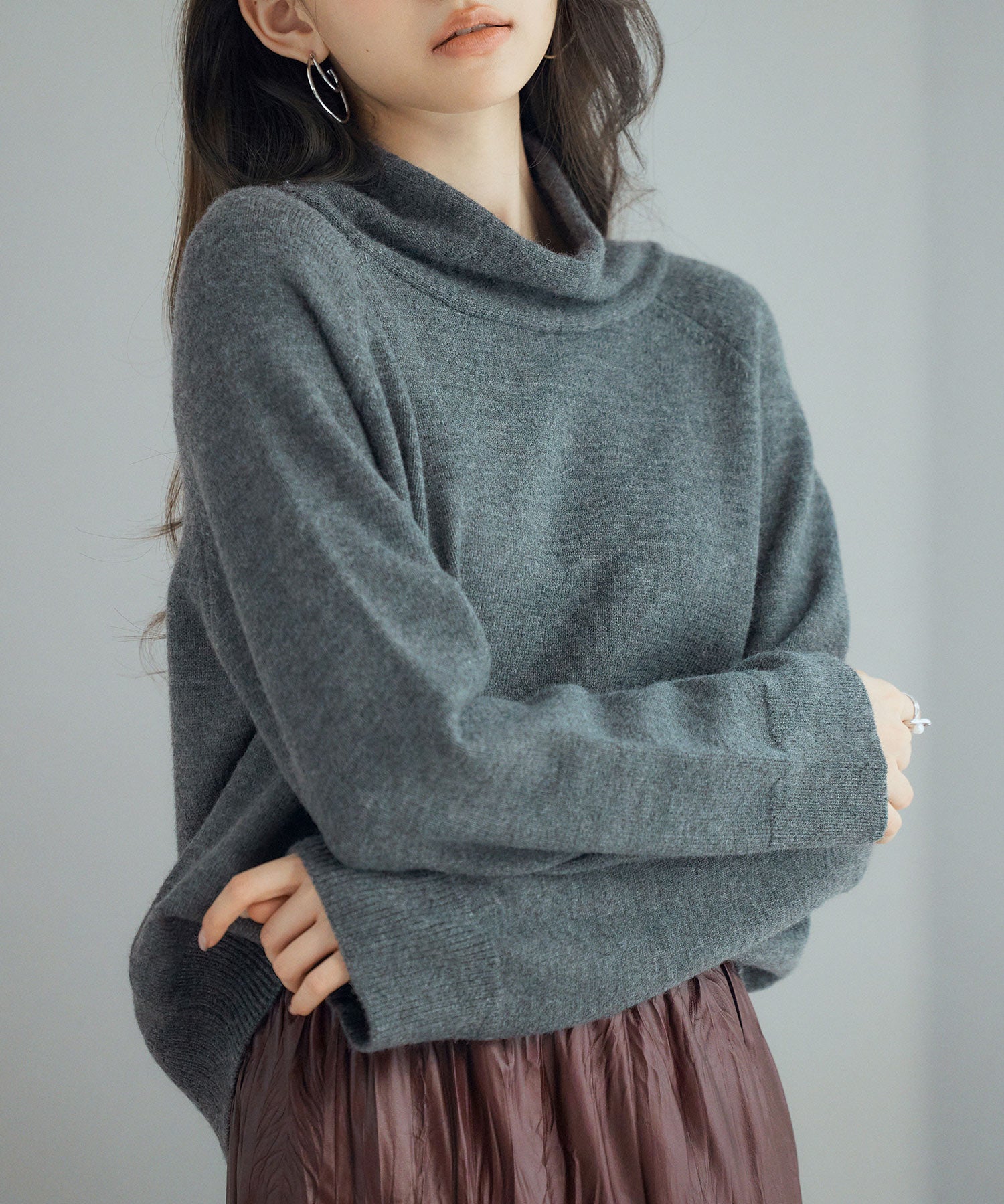 タートルネックニットプルオーバーsdp8045 チャコール