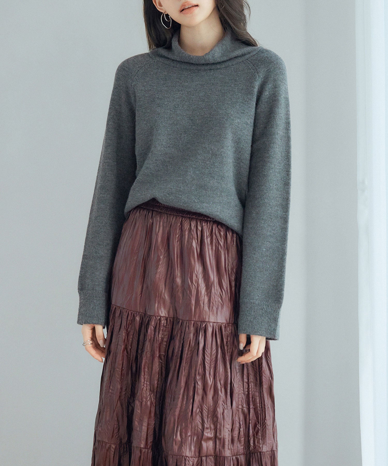 タートルネックニットプルオーバーsdp8045 チャコール