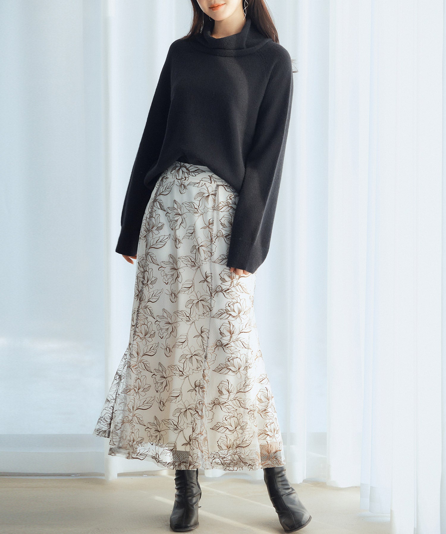 タートルネックニットプルオーバーsdp8045 ブラック