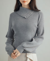 ポワン袖2wayネックニットプルオーバーsdp8046 チャコール