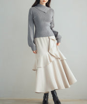 ポワン袖2wayネックニットプルオーバーsdp8046 チャコール