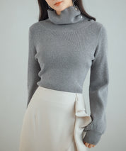 ポワン袖2wayネックニットプルオーバーsdp8046 チャコール