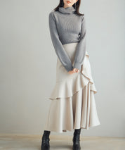 ポワン袖2wayネックニットプルオーバーsdp8046 チャコール