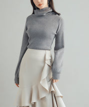 ポワン袖2wayネックニットプルオーバーsdp8046 チャコール