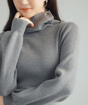 ポワン袖2wayネックニットプルオーバーsdp8046 チャコール