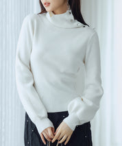 ポワン袖2wayネックニットプルオーバーsdp8046 アイボリー