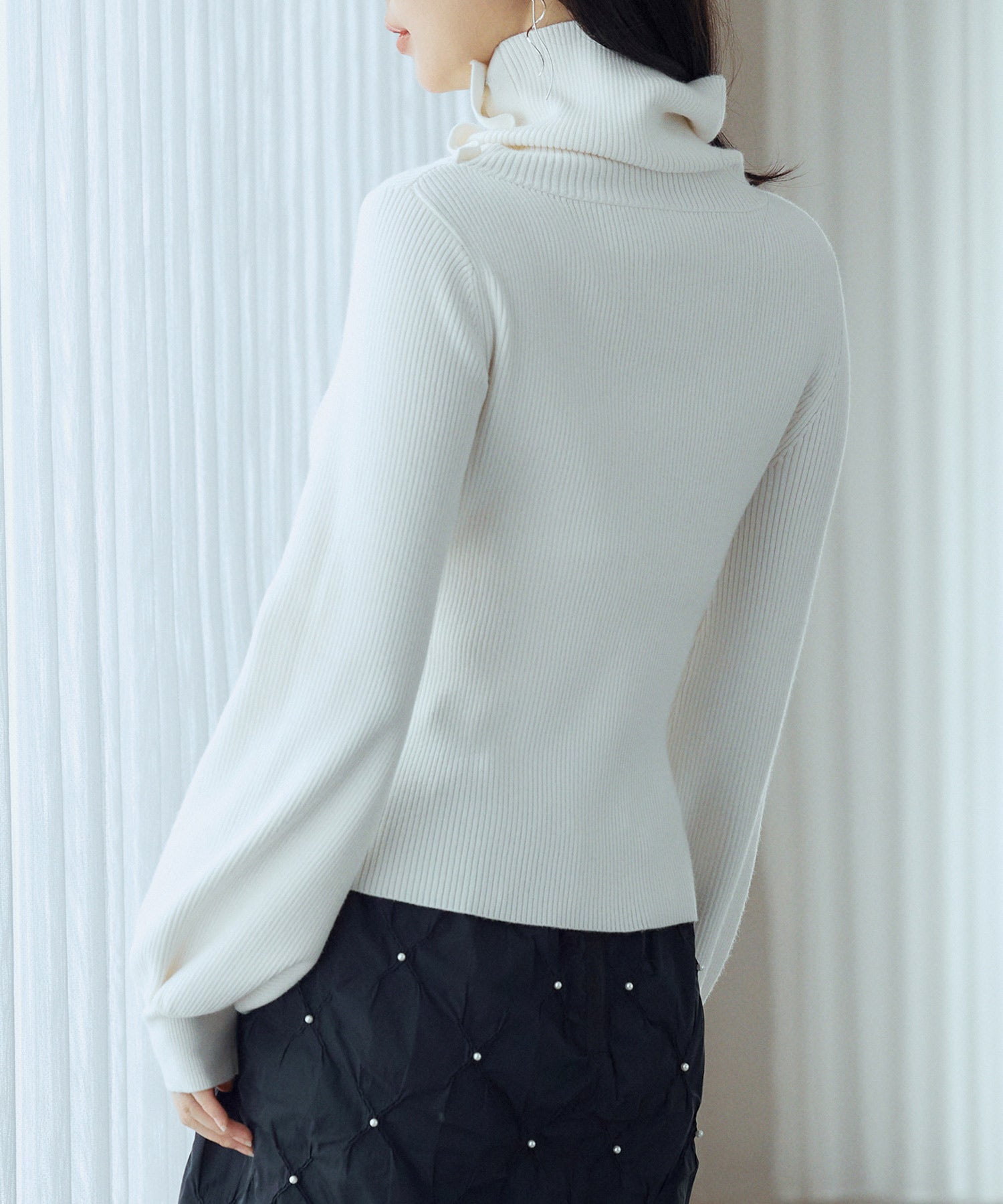 ポワン袖2wayネックニットプルオーバーsdp8046 アイボリー