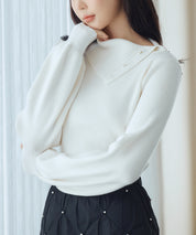 ポワン袖2wayネックニットプルオーバーsdp8046 アイボリー