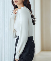ポワン袖2wayネックニットプルオーバーsdp8046 アイボリー