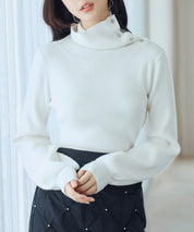 ポワン袖2wayネックニットプルオーバーsdp8046 アイボリー