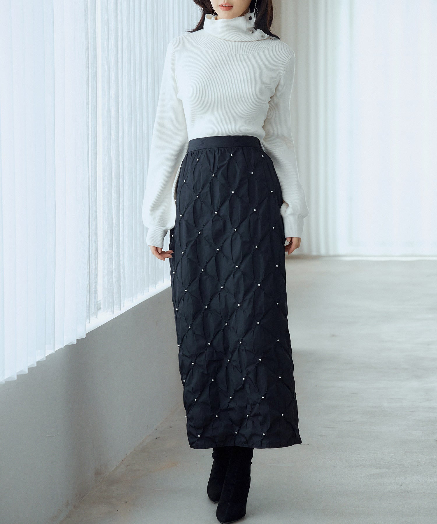 ポワン袖2wayネックニットプルオーバーsdp8046 アイボリー